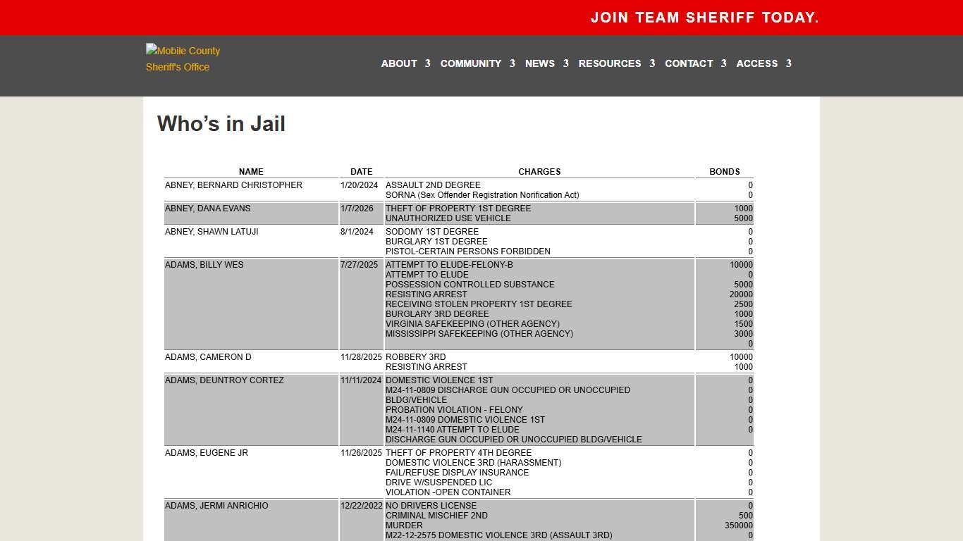Who’s in Jail Mobile County Sheriff's Office